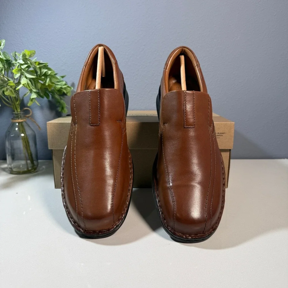 Clarks Collection Mens Brown Leather Slip On‎ Dress Shoes Comfort Size 9.5W